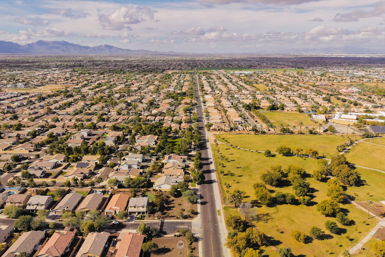Aerial view of a Long Island neighborhood Shineback serves across Nassau and Suffolk County
